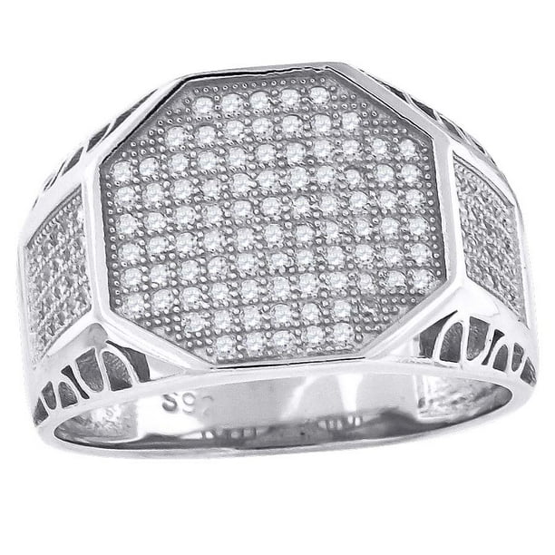 Micro Pave CZ Fashion Engagement Band .925 Sterling Silver Ring Sizes 5-11